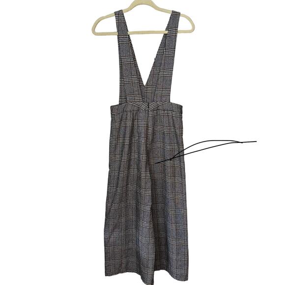 Very J‎ Women's Plaid Pinafore Jumpsuit Small Multicolor 2 Pockets V Neck Romper - Picture 1 of 11